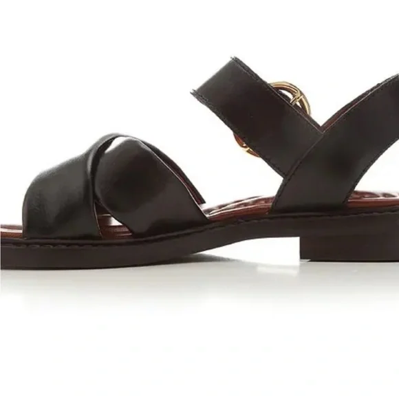 See by Chloe sandals LYNA flat black leather buckle 35.5 new - Picture 5 of 13
